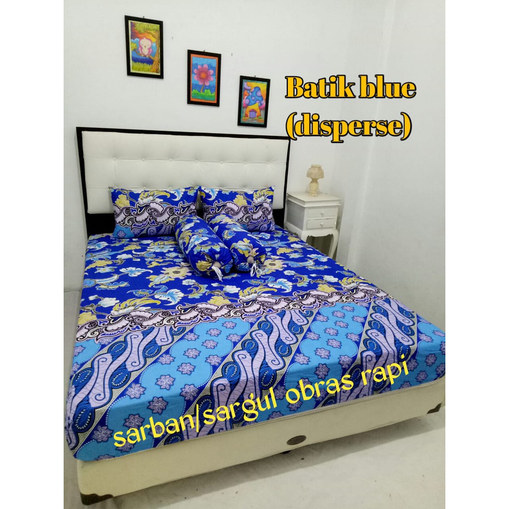 Sprei Katun Motif Batik Blue Disperse