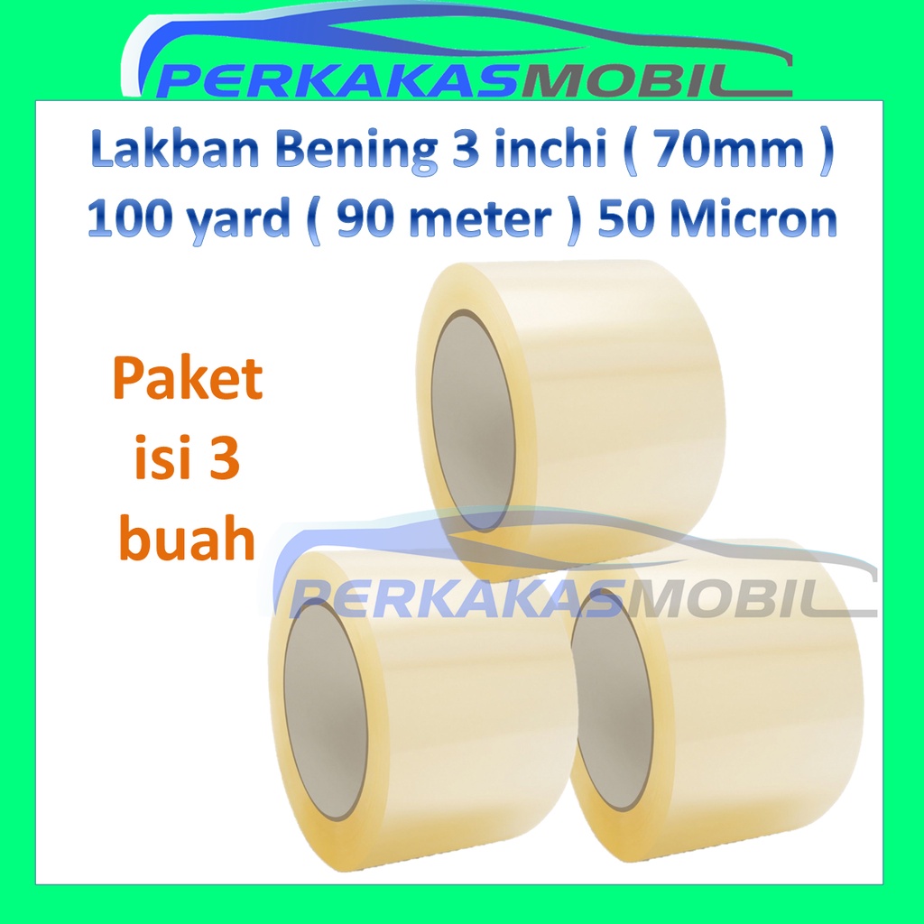 

3 buah Lakban Selotip Isolasi Solasi Solatip Bening Transparan 3inchi 100yard 50micron Adhesive Tape