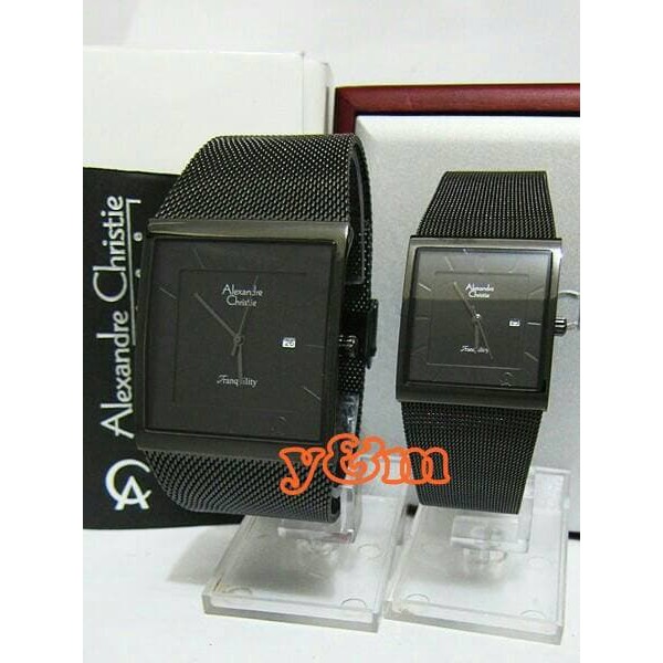 BEST SELLER JAM TANGAN WANITA ALEXANDRE CHRISTIE AC 8333 COUPLE HARGA SATUAN FULL BLACK ORI