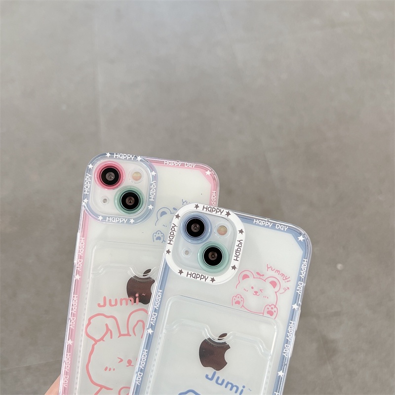 Soft Case Transparan Desain Kelinci Beruang Kecil Untuk Iphone 7 8 Plus X XR XS 11 Pro MAX 12 13 Pro MAX