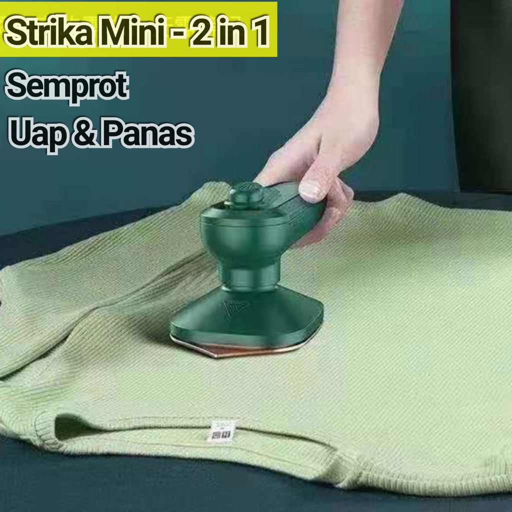 Setrika Mini Travel 2 in 1, Seterika Gosok Baju, Seterika Semprot dan uap cepat panas