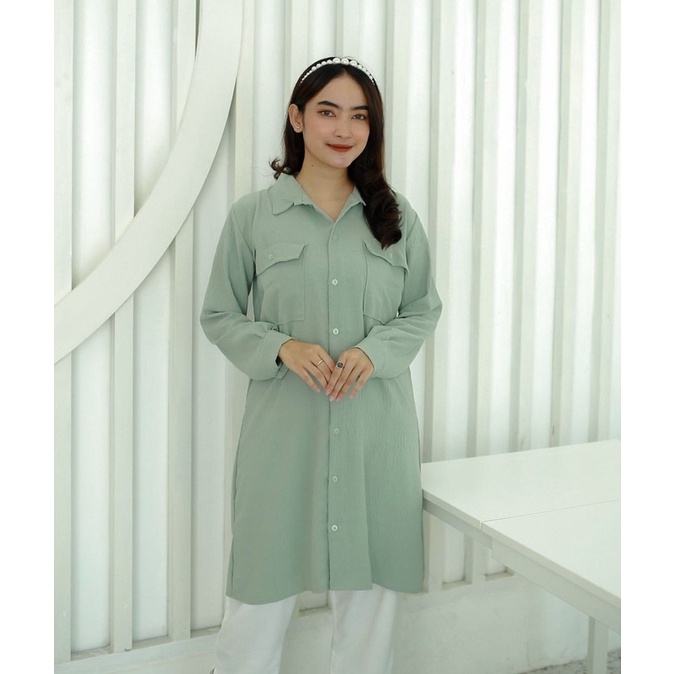 Kimmy Tunik Crinkle Airflow Tunik Kancing Pocket