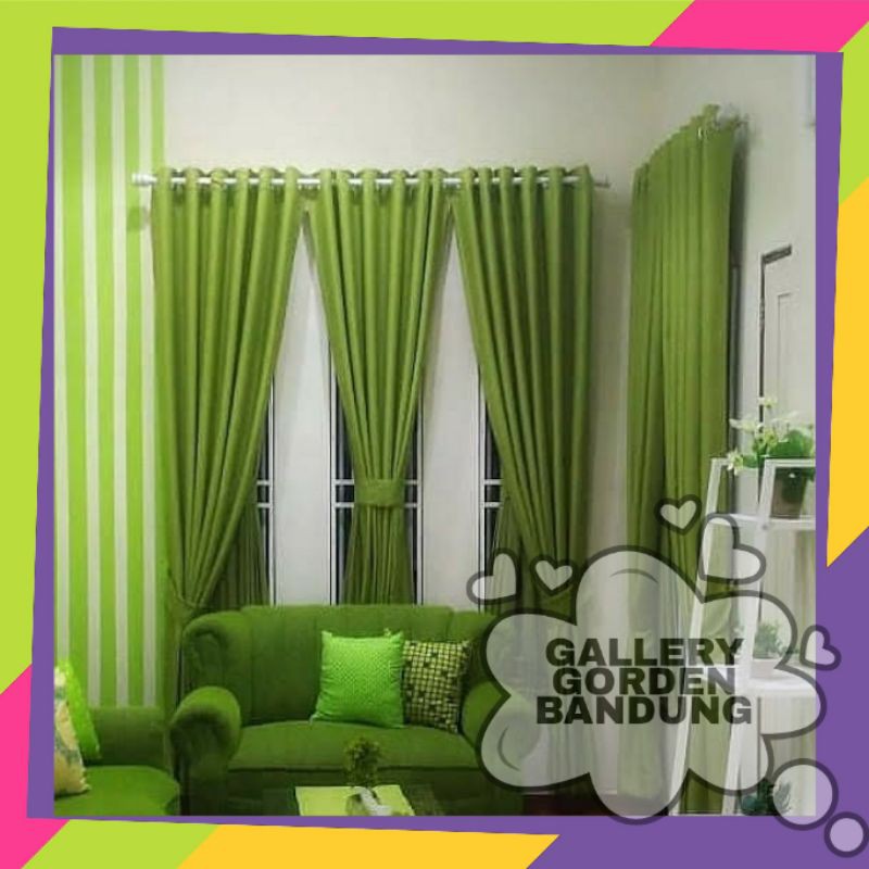 GORDEN BLACKOUT POLOS MINIMALIS BAHAN IMPORT POLYESTER /KORDEN / TIRAI / JENDELA /PINTU WARNA HIJAU
