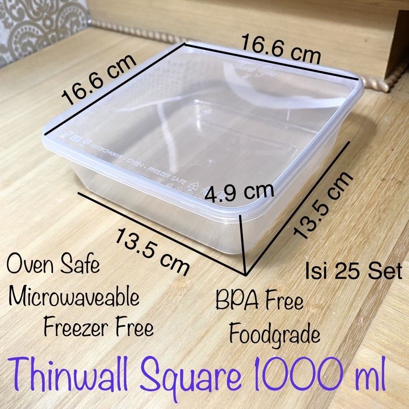 Thinwall Square Victory 1000 ml isi 25 set / Thinwal Kotak Victory 1000ml / Thinwall Kotak 1000 ml / Thinwall Persegi 1000ml / Kotak Makan 1000 ml / Thinwal Square 1000ml 1000 ml