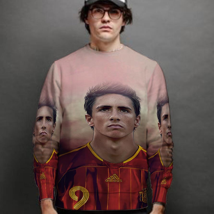 Casual Jaket Sweatshirt Fernando Torres Sweat Shirt Fullprint Bahan Polyester Jersey Style Pullover 