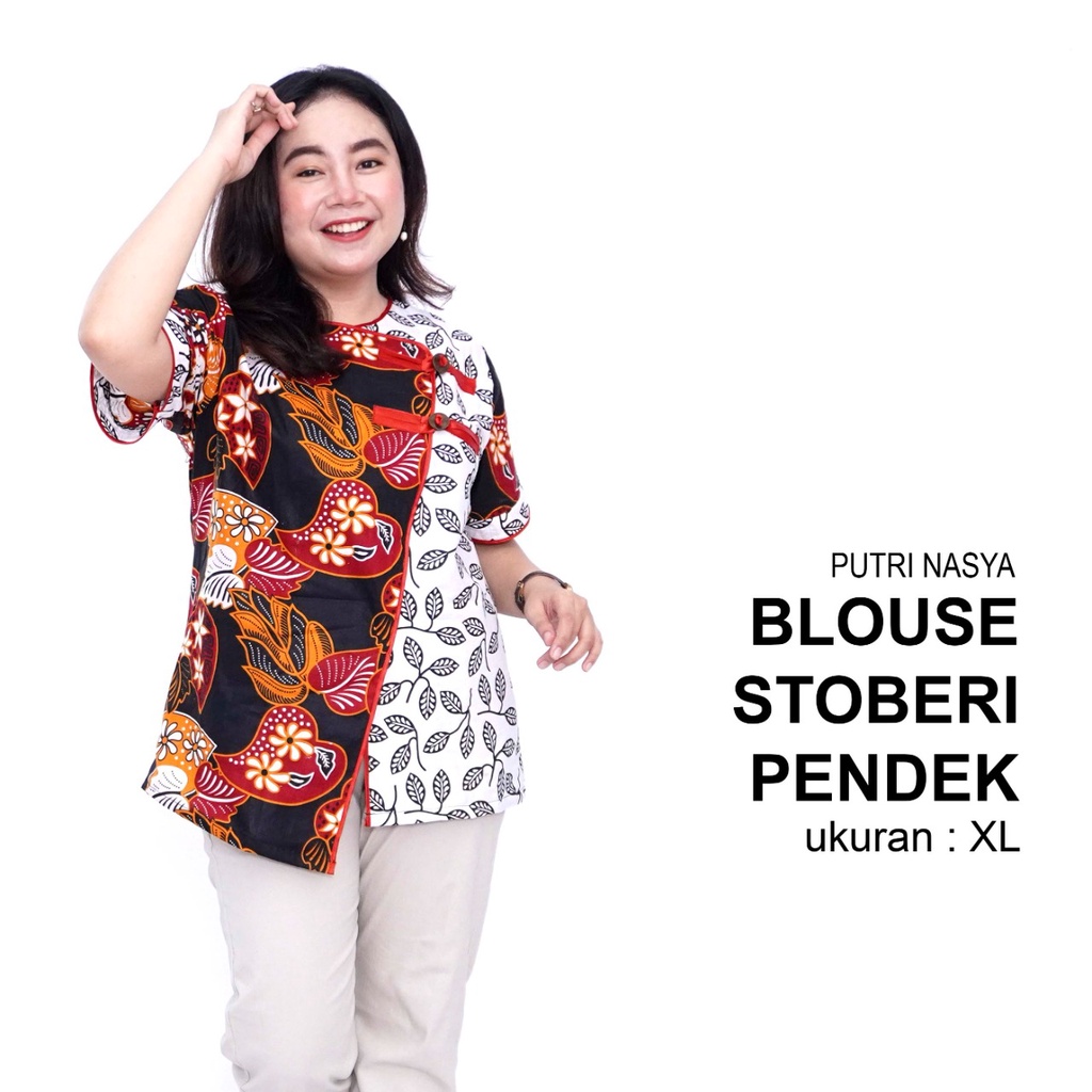 Blouse Big Size Wanita Atasan Batik Jumbo L-XL-2L-3L-4L-5L-6L-7L Model Blus Jumbo Kerja Batik