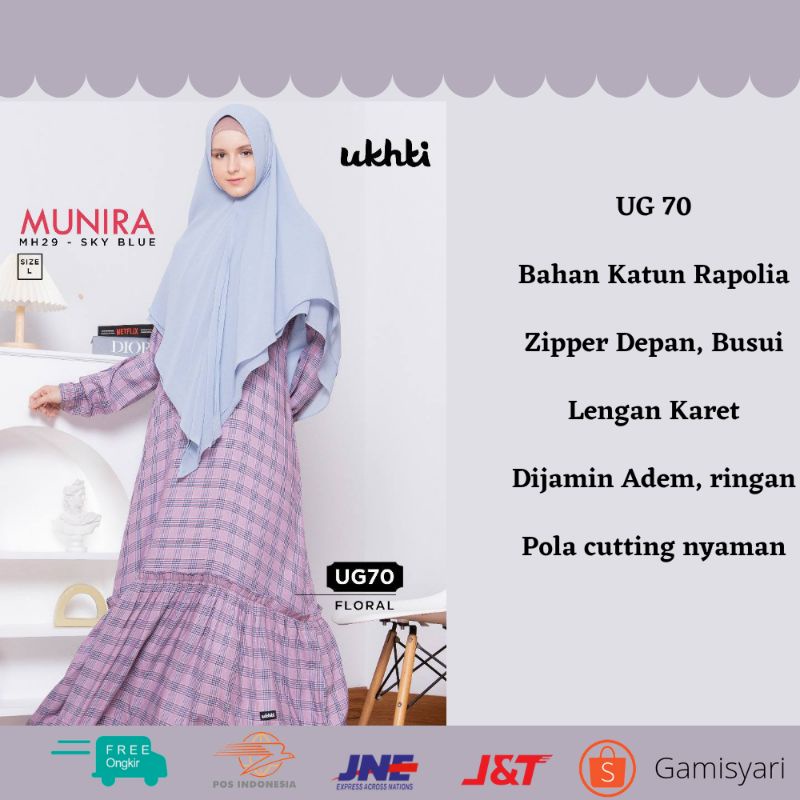 Gamis Syari Busui Terbaru Ukhti Munira UG 70 Gamis Kasual Motif Kotak Square Busana muslim Menyusui 