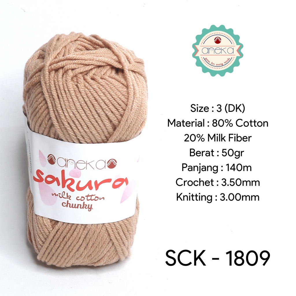 Benang Rajut Katun Susu Sakura Milk Cotton Chunky - 1809