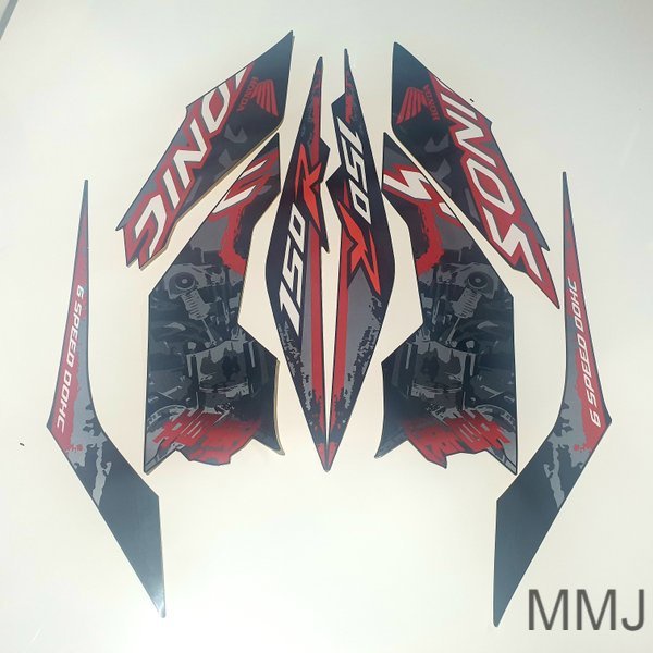 Striping Lis Sticker Honda New Sonic 150 R Hitam Merah 2018 2019