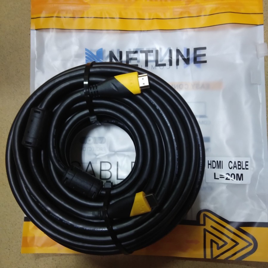 Kabel HDTV 20M Netline Gold Plated Cable HDTV 20 Meter 1080P versi 2.0