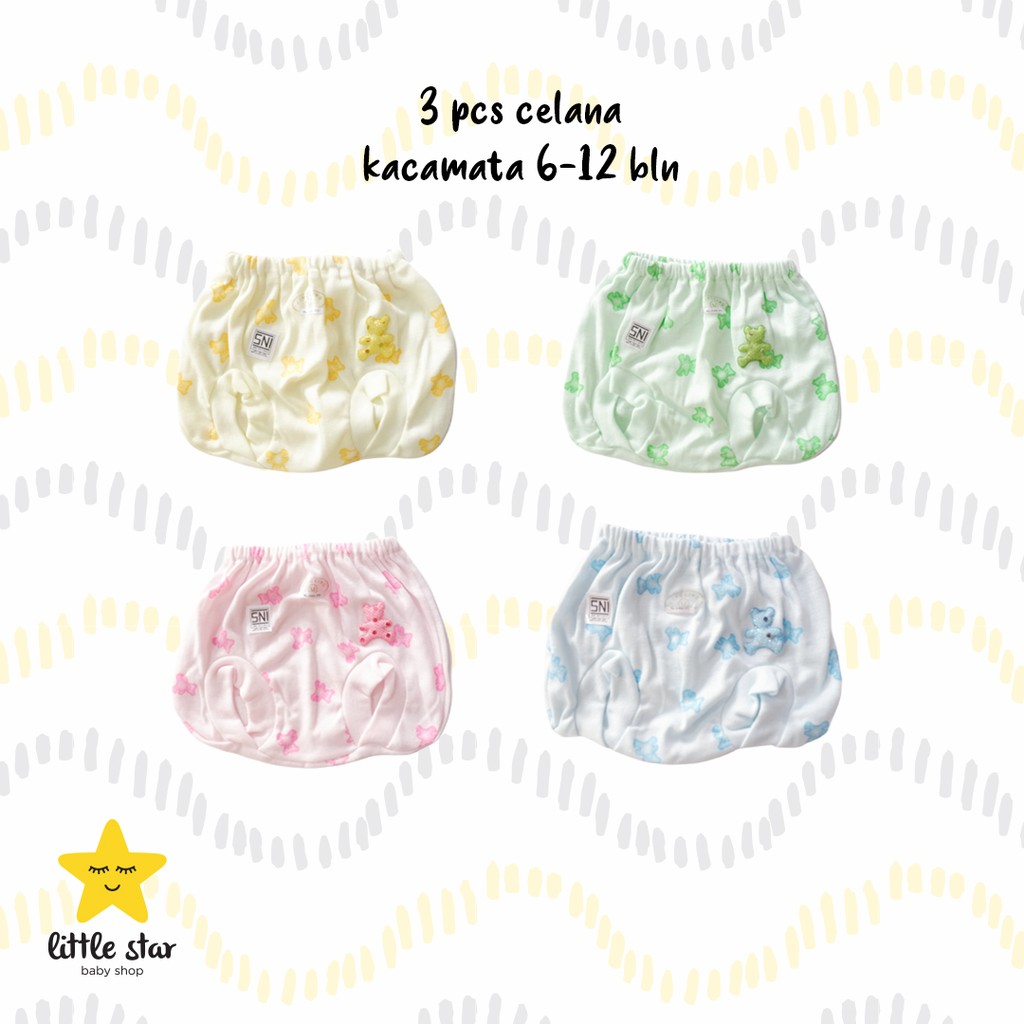 ISI 3 PCS Ling-Ling Celana Kacamata Anak Bayi Cewek Cowok Polos Warna | Celana Pop Anak Bayi | Celana Kodok Bayi