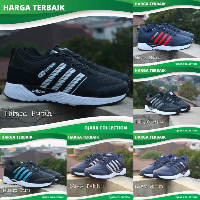 SEPATU KETS ADIDAS NEO ZOOM CASUAL RUNNING MAN PRIA GRADE ORI MURAH - HITAM BIRU, 39