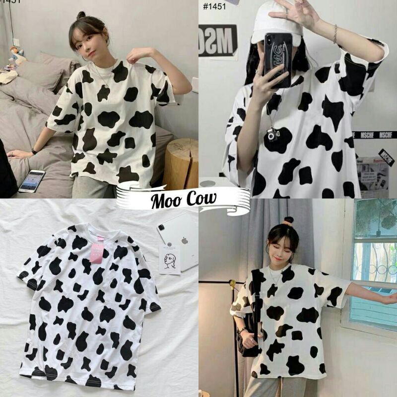 ATASAN KAOS JUMBO MOTIF SAPI MOO COW/ KAOS OVERSIZE MOO COW/MOTIF COW SAPI/KOREAN STYLE KAOS