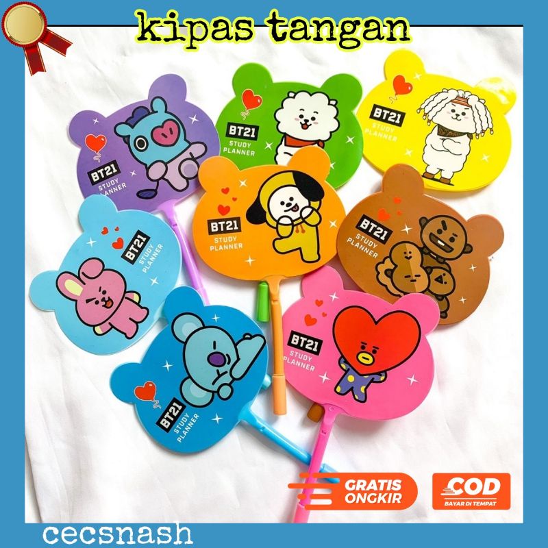 

pena kipas bt21 bts army , kipas mini pulpen karakter
