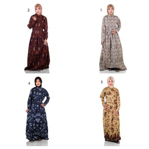 Gamis Muslim Batik I Busana Muslim Wanita Gamis Batik Syar'i Alya|No 5