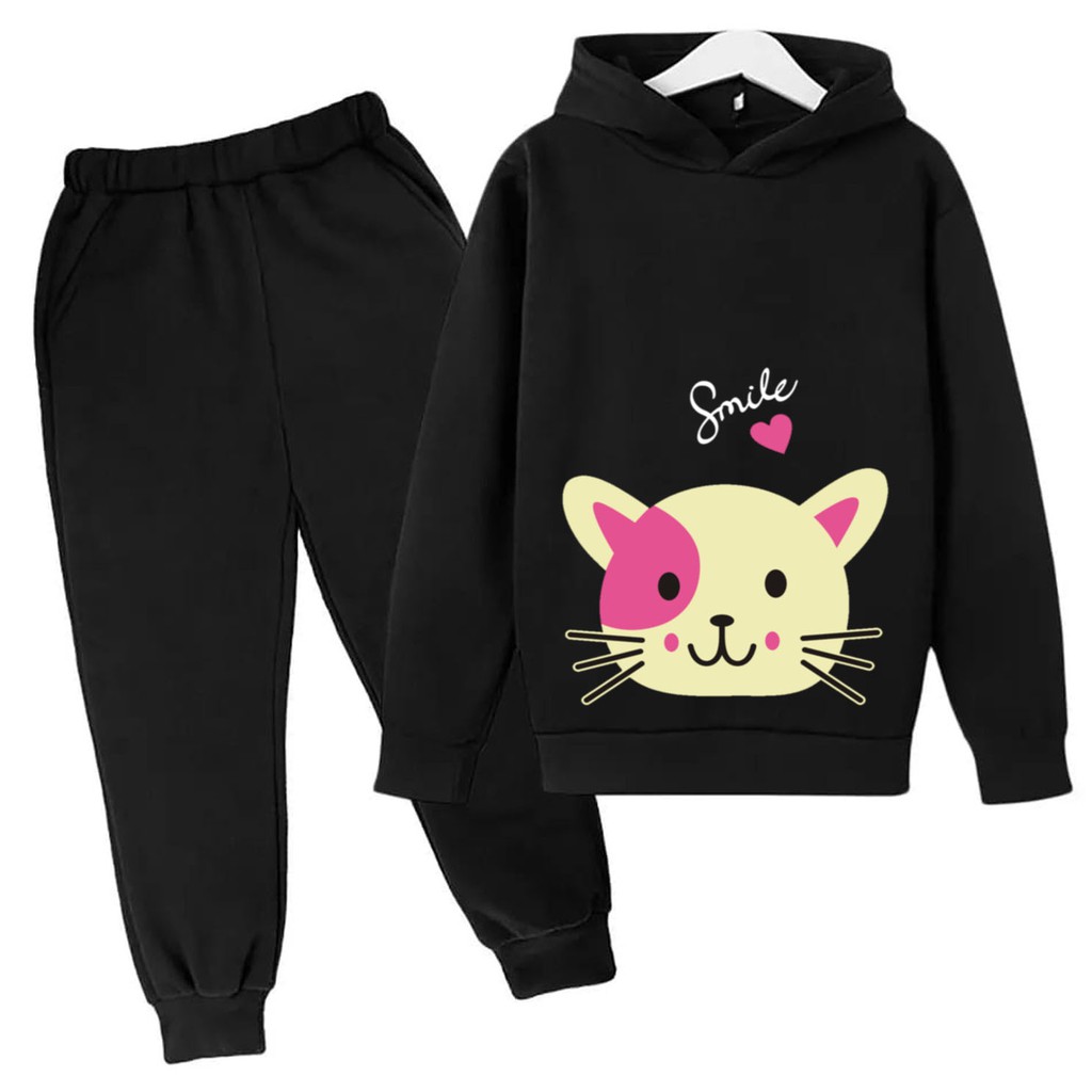 Bess - Setelan Set Jogger Wanita / Setelan Set Hoodie DOGGY SMILE