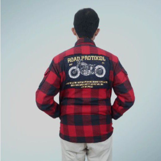 Road Protocol - Jaket kemeja bikers flanel wol Gore Tex anti angin anti air - Outbreax 2.1