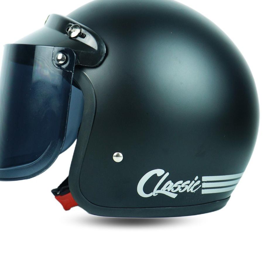 Bagus Banget.. Helm Bogo Dewasa SNI Retro Pria Wanita Classic Garis