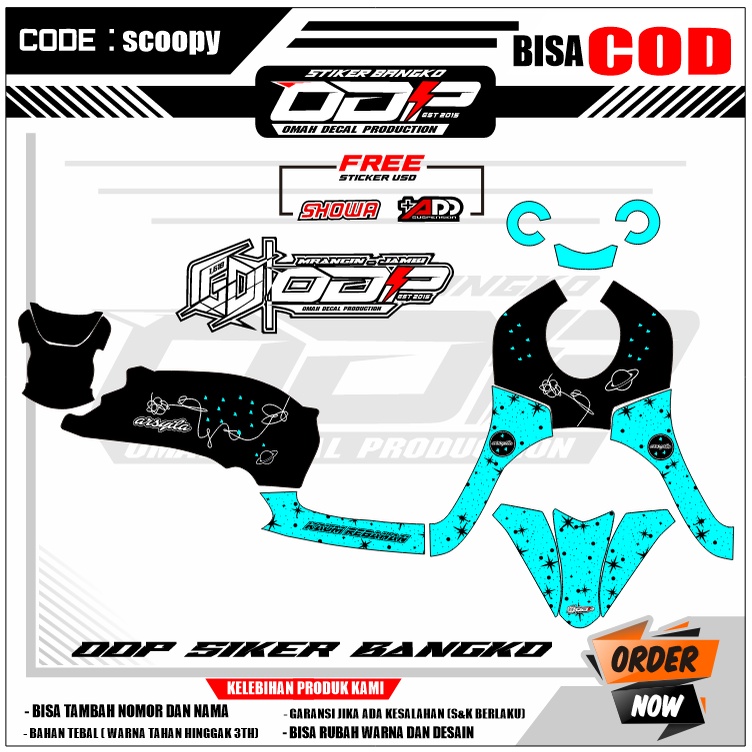 VARIASI aksesoris decal scoopy full body dekal stiker striping honda new scopy 2017 donat stiker mot