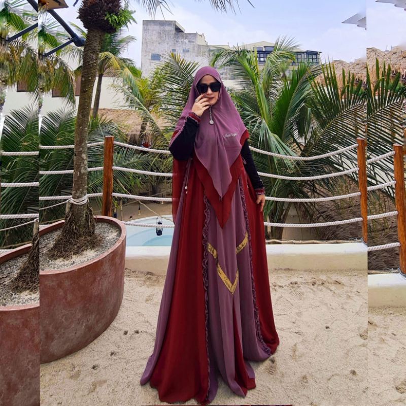 gamis syari naraya set khimar polos busui mewah branded nais syari