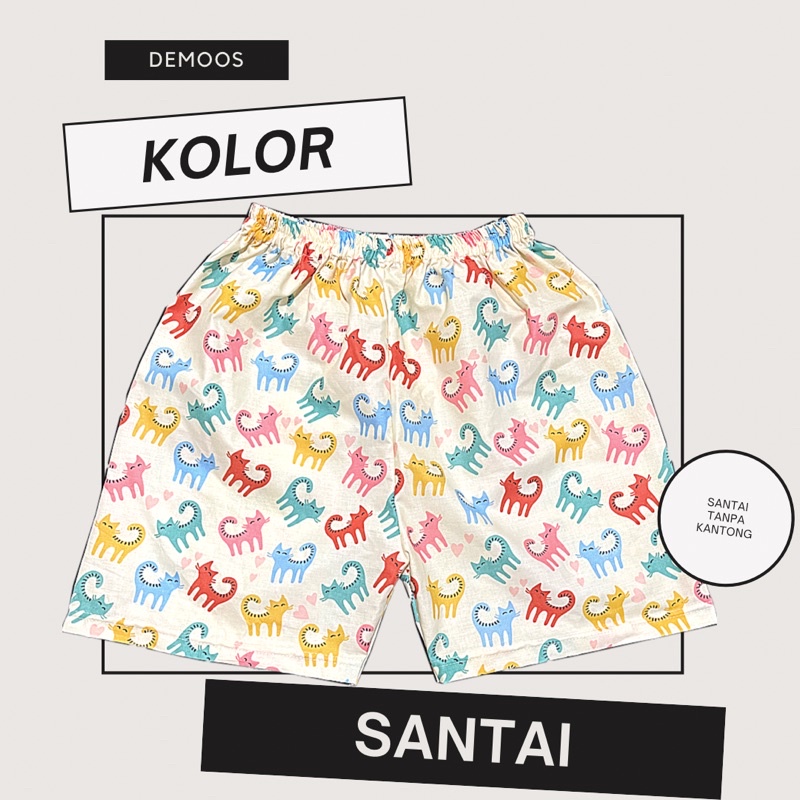 Celana kolor boxer santai unisex motif lucu dewasa dan anak