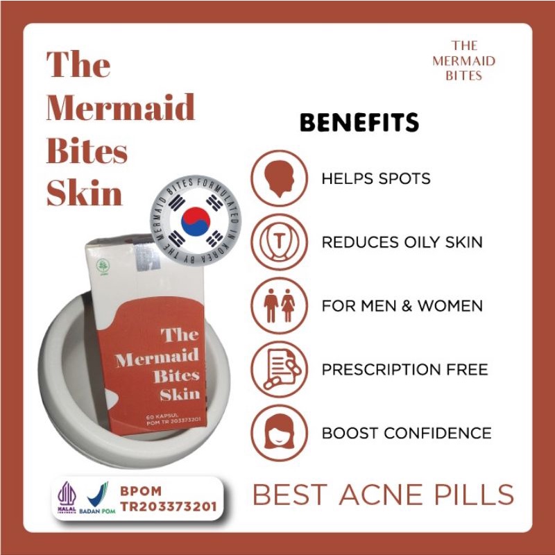 🇰🇷BPOM The Mermaid Bites Skin | Kapsul Pemutih Kulit(60 CAPSULES)