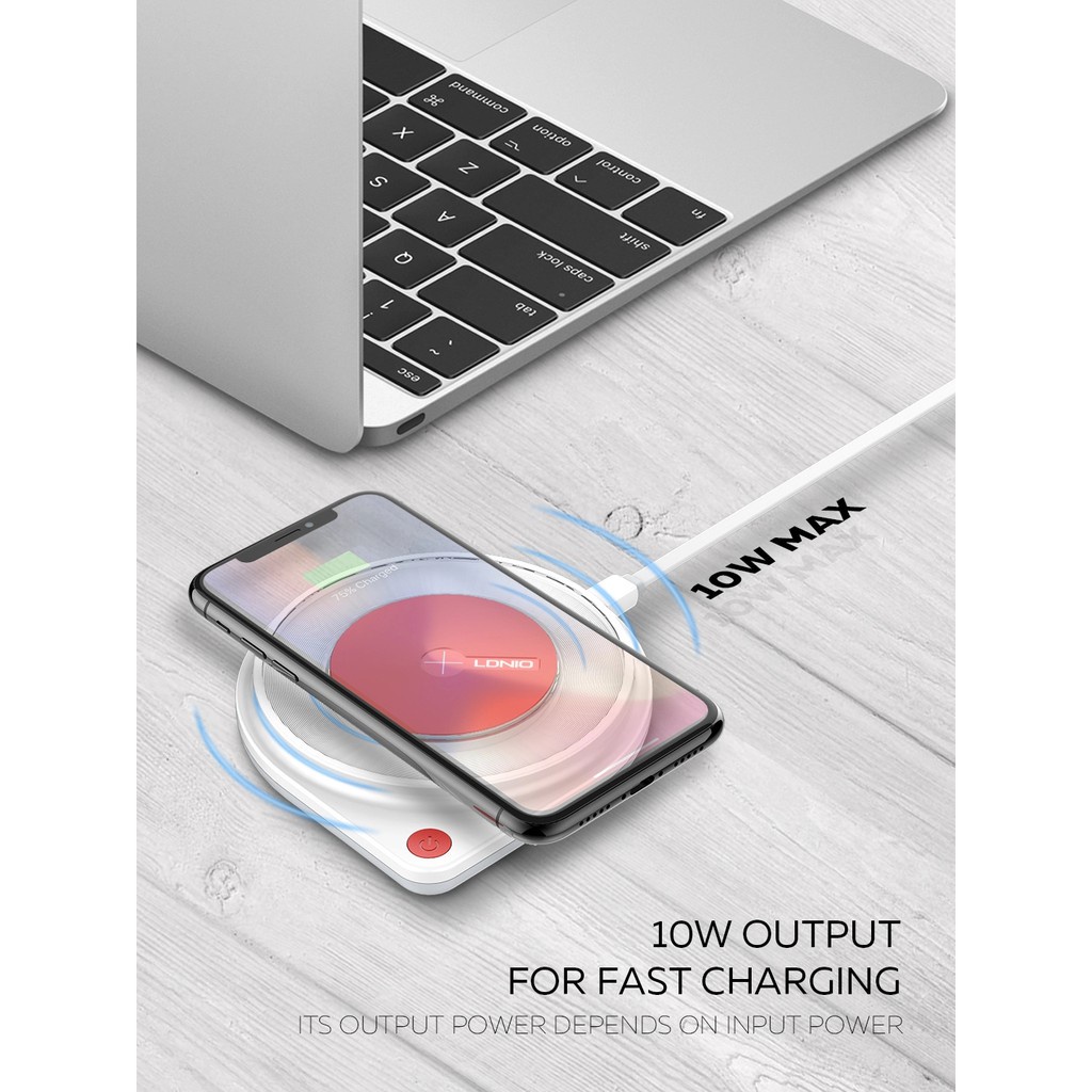 LDNIO AW001 Wireless Charger 10W 2A QI FAST CHARGING Wireless Charging Pad LED