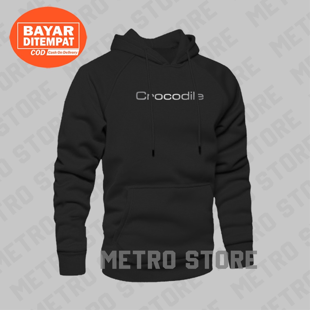 Hoodie Crocodile Silver Print Premium | Jaket Sweater Distro Pria Wanita Keren Terbaru