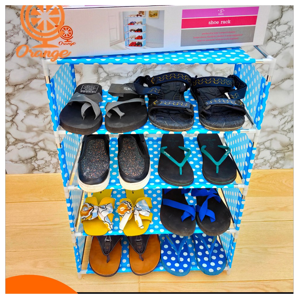 Rak Sepatu Portable 4 Susun Motif Rangka Besi Kuat Praktis Rak Serbaguna rak sepatu penghemat tempat