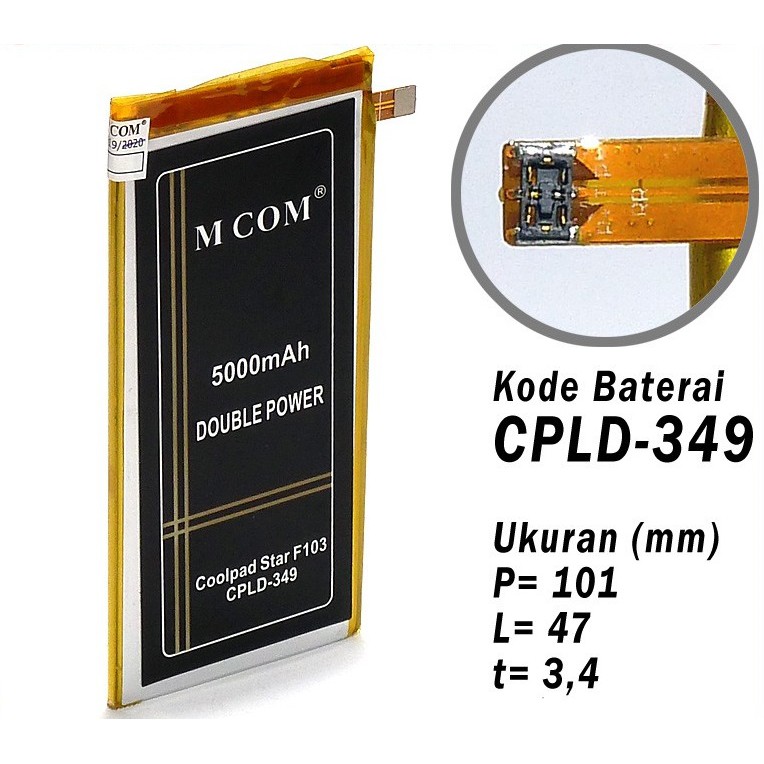 Battery Batre Baterai Double Power Mcom Coolpad Star F103 CPLD-349 CPLD349 CPLD 349