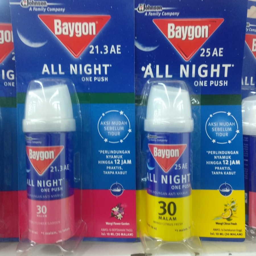 Baygon One Push 10ml / Obat Nyamuk Spray utk 30 Hari Floral / Citrus 10 ml