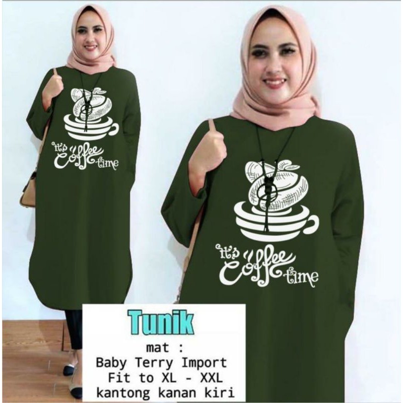 Tunik babyterry panjang coffe time