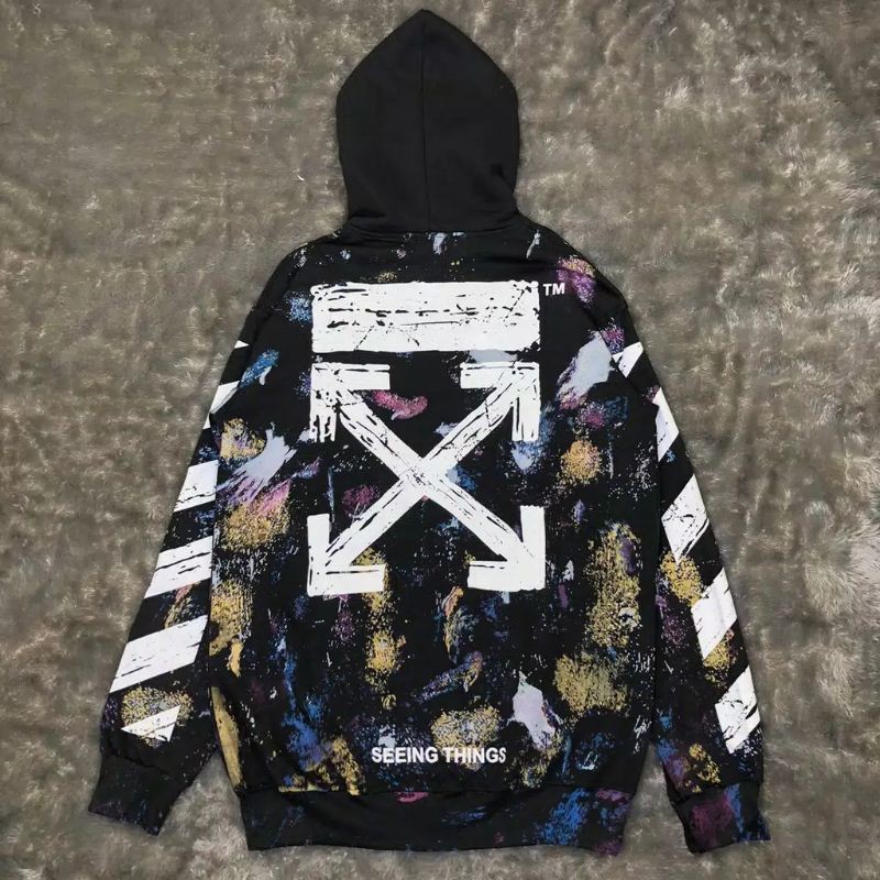 HOODIE OFF WHITE GALAXY PAINT SPLATER AUTHENTIC ORIGINAL