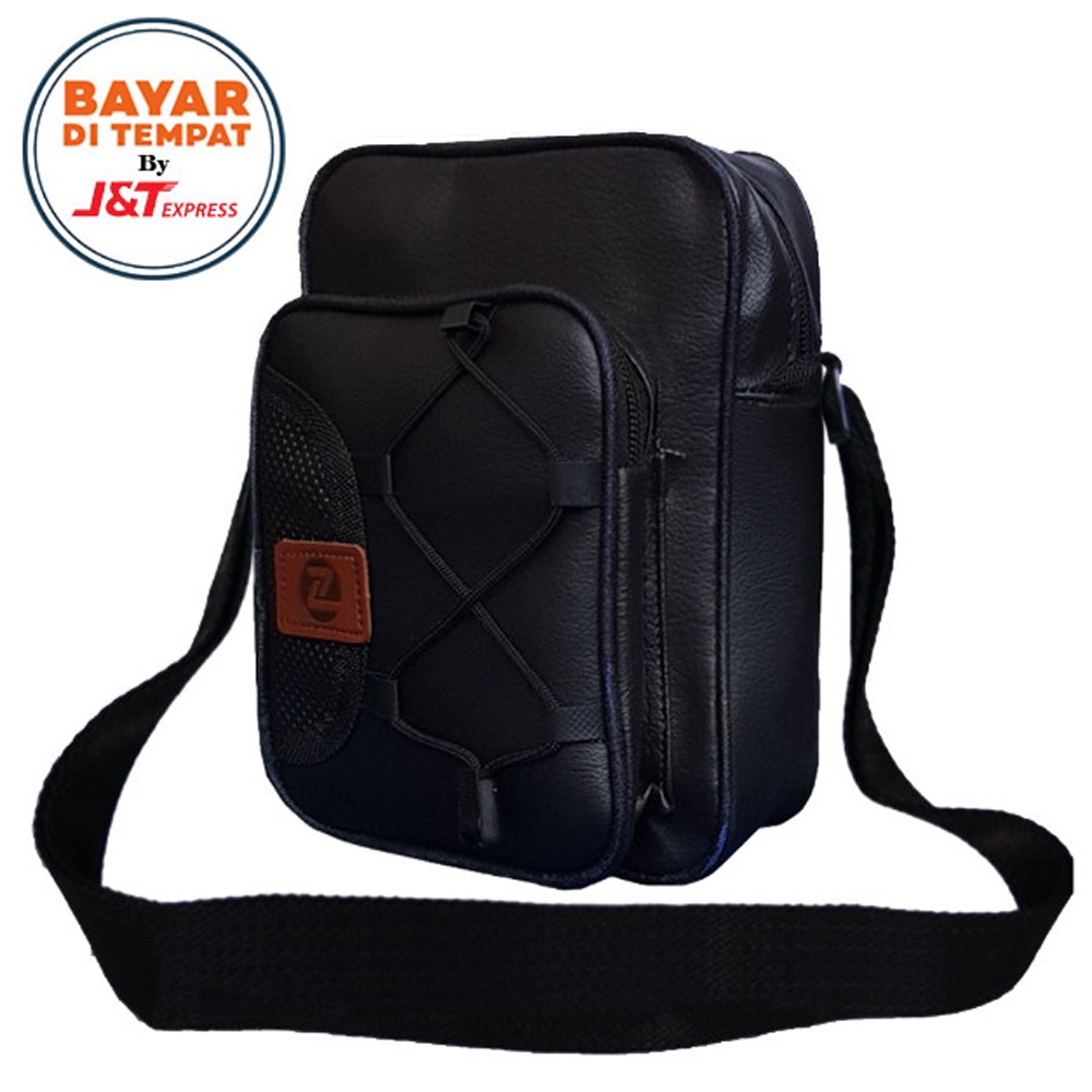 SHOPEE 6.6 SUPER SALE!! Tas Selempang Kulit Pria SK-900 Tas Bahu Pria dan Wanita Tas Slempang Outdoor Anti Air Crossbody Bag Hangout - Black