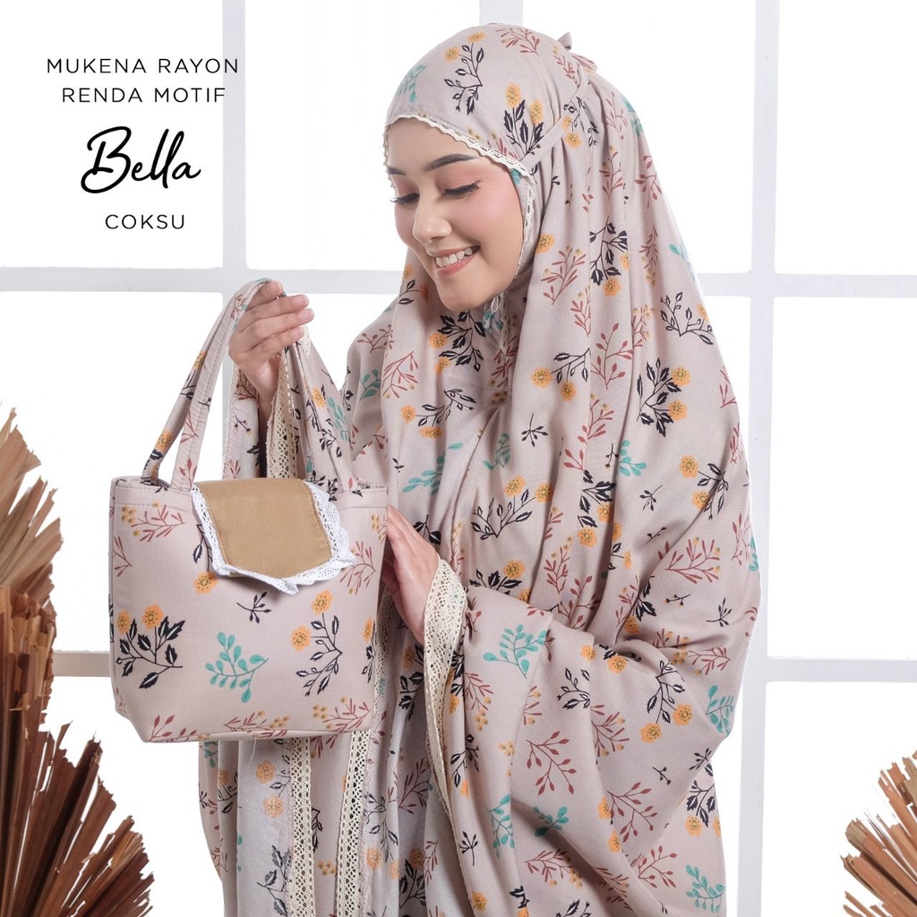 MUKENA BALI TASIK - MUKENA DEWASA RENDA RAYON MOTIF BELLA