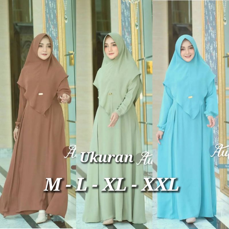 AULA SYARI PLUS KHIMAR UKURAN M - L - XL - XXL GAMIS SYARI BUSUI JUMBO MURAH DRESS SET JILBAB KONDANGAN PESTA TERBARU BUSUI POLOS SERAGAM BAJU WANITA FASHION MUSLIM REMAJA HAJI UMROH TERLARIS DISKON PREMIUM BERKUALITAS REMAJA BIG SIZE