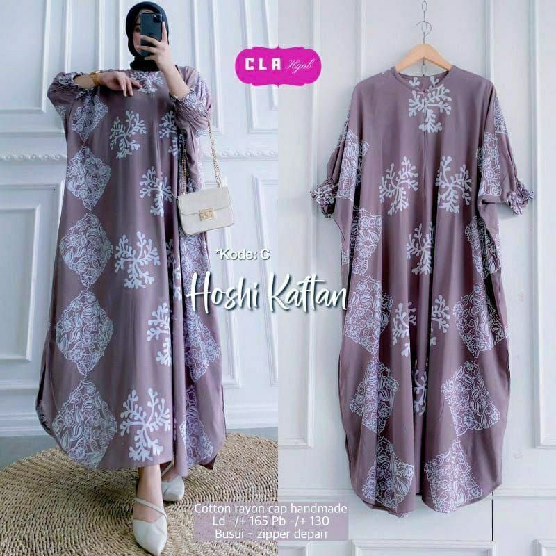 Kaftan Jumbo Oversize Kekinian Busui Resleting Depan Rayon Home Dress Terbaru