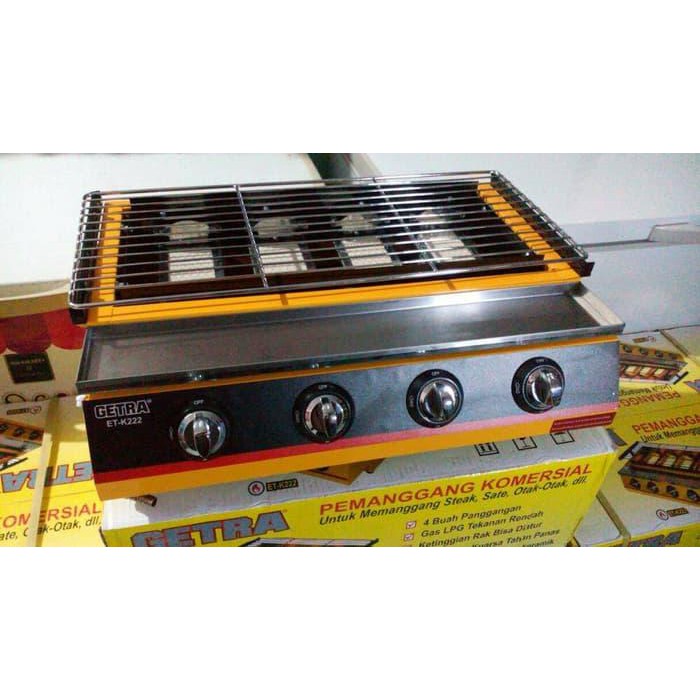Kompor Bakar sosis  GETRA GEA ET-K222 4 Tungku Alat Pemanggang Tanpa Asap [4 Pemantik]