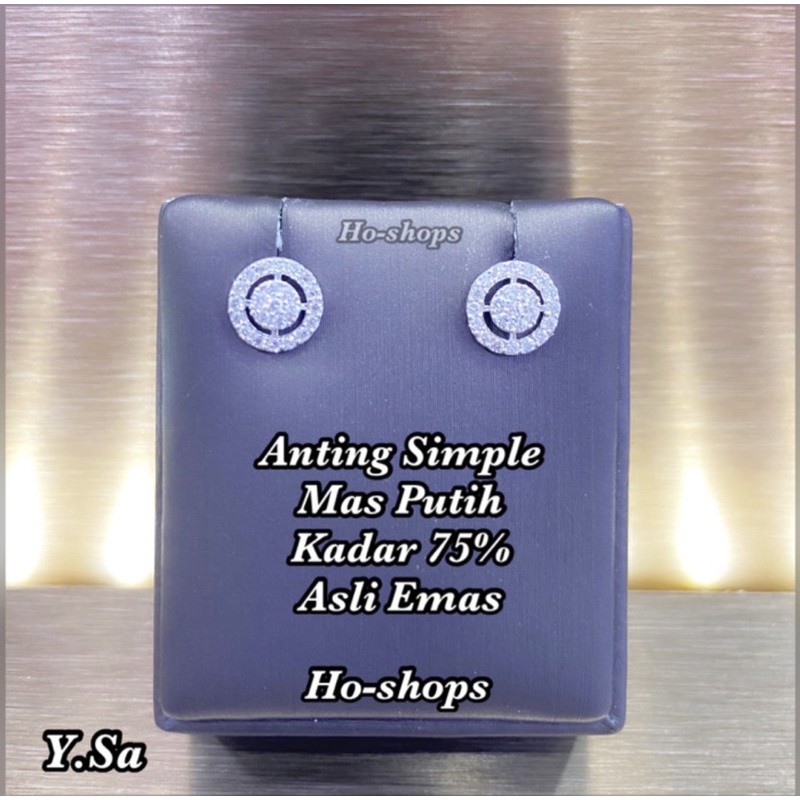 giwang simple mas putih kadar 75% asli emas