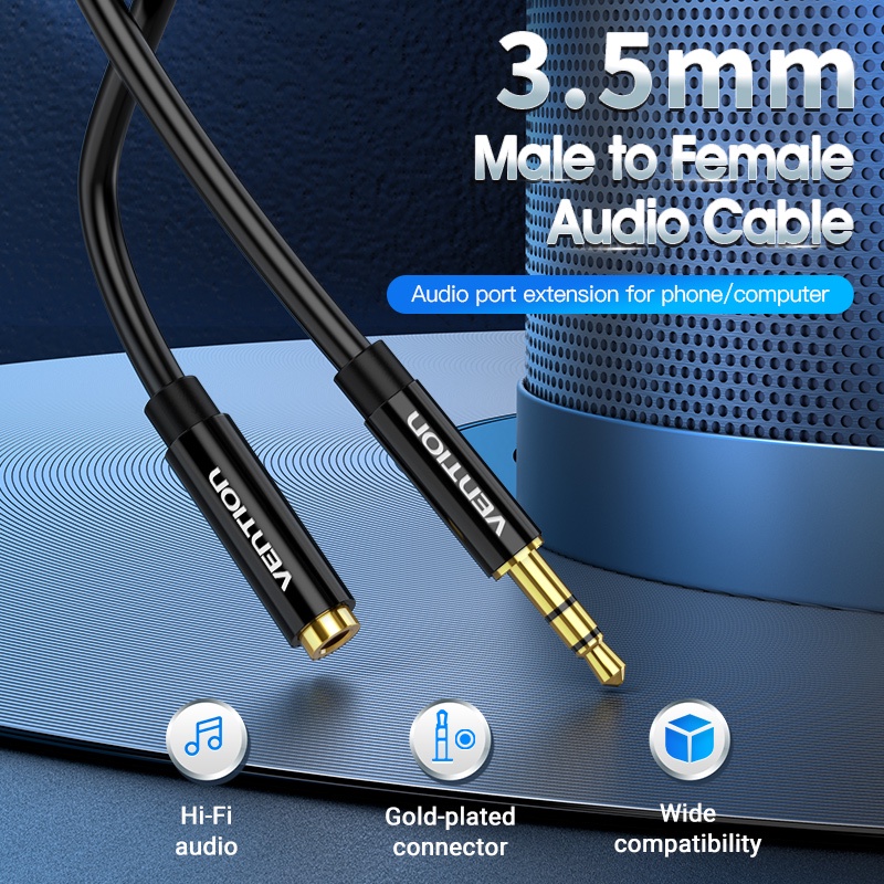 ( Bisa COD ) Vention Kabel Audio Aux Extension 3.5mm 3 Pole TRS Male to Female BBZ