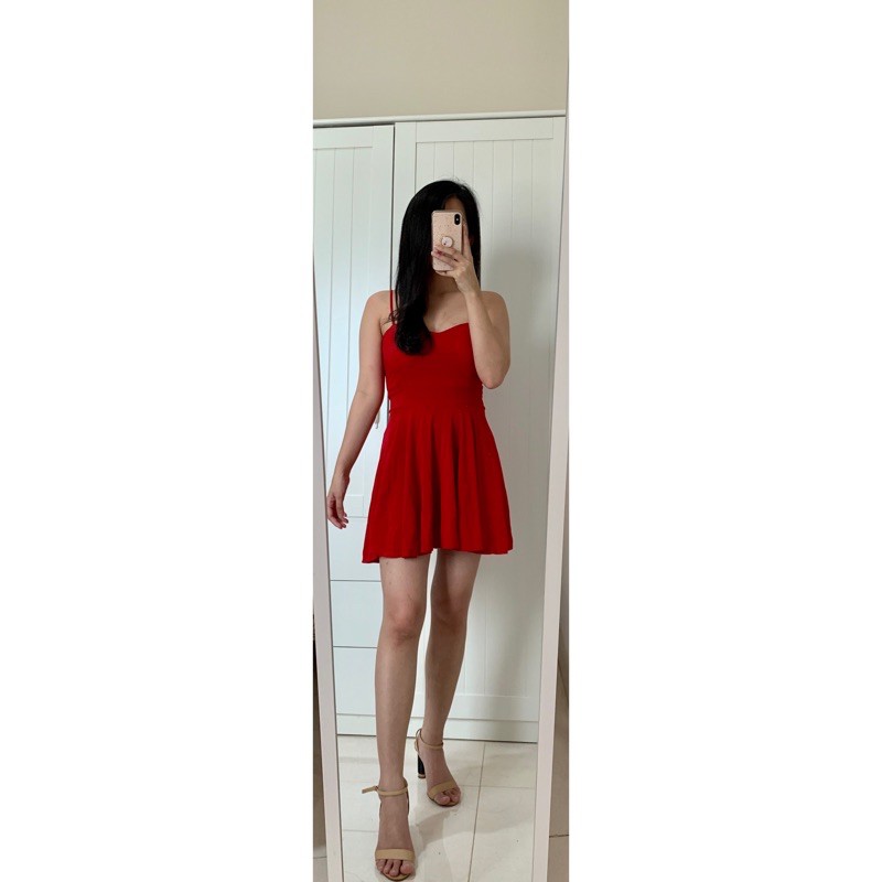 flare dress red import bangkok new