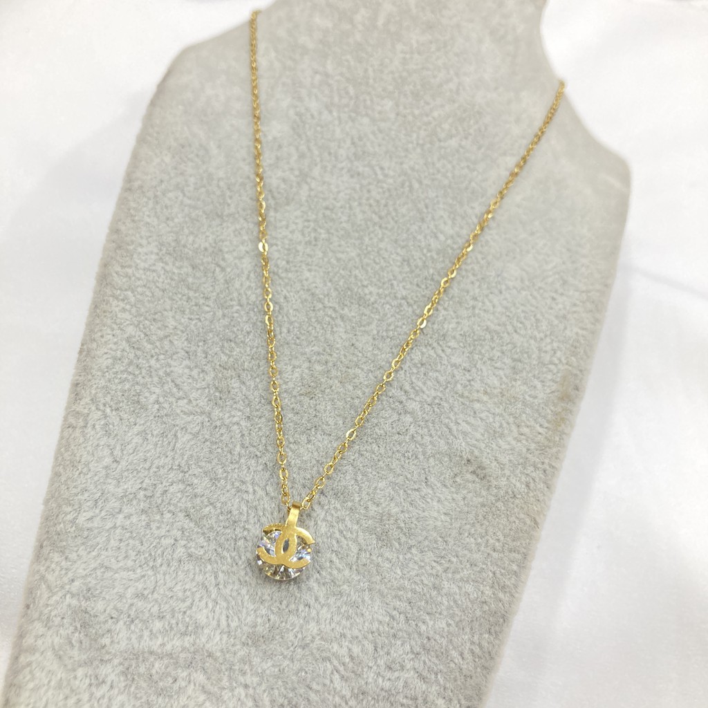 Kalung Titanium Wanita Liontin Permata Anti Karat Anti Alergi Korean Style Aksesoris Fashion noin_acc