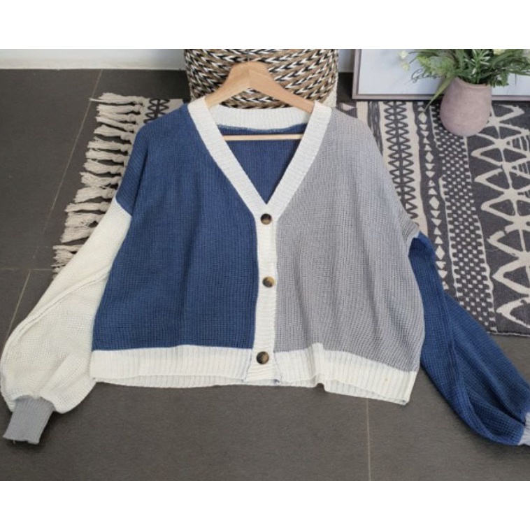 Cardigan Rajut Candy Twist Rajut 3 Tone elsa Helena candy