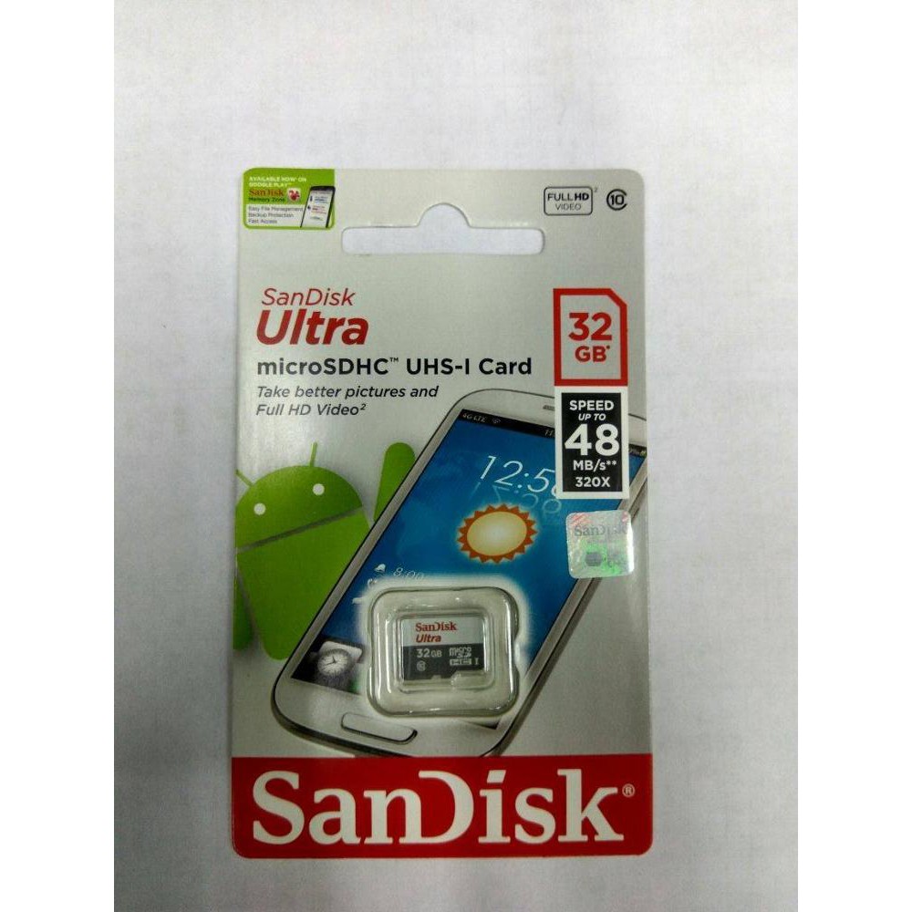 SANDISK ULTRA MICRO SD / SDHC 32GB SPEED 48MBPS UHS-1 CARD