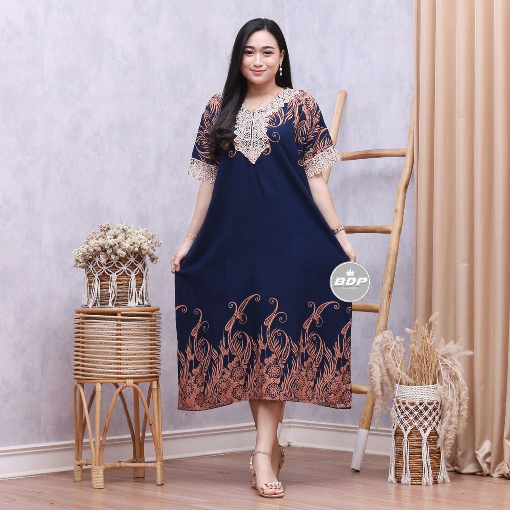 Dianputri - Daster Arab Zeema | Rayon Super Grade A | Resleting Depan Busui | Renda Milo Ori-mesya navy