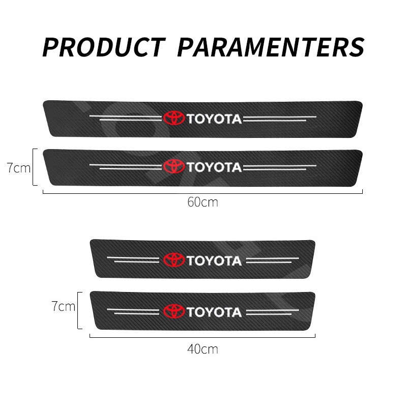 4pcs Stiker Strip Pelindung Pintu Mobil Toyota TRD Avanza RUSH YARIS Innova Wigo Bahan Karbon Fiber