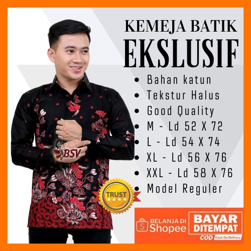 BATIK LENGAN PANJANG BATIK PEKALONGAN PRIA ORI KEMEJA BATIK PRIA REGULAR SIZE M L XL XXL BAHAN KATUN ASLI ADEM DI PAKAI