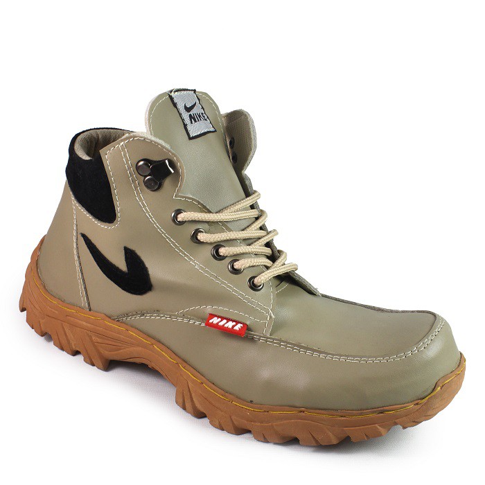 MS- TERBARU Sepatu Gunung Boots Safety Pria Nike TRACKING Cream Bots Sefty Outdoor Hiking Bikers