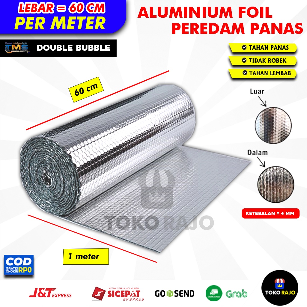 ( PER METER ) Peredam Panas Aluminium Foil Alumunium Foil Bubble Peredam Panas Atap Lebar 60 cm