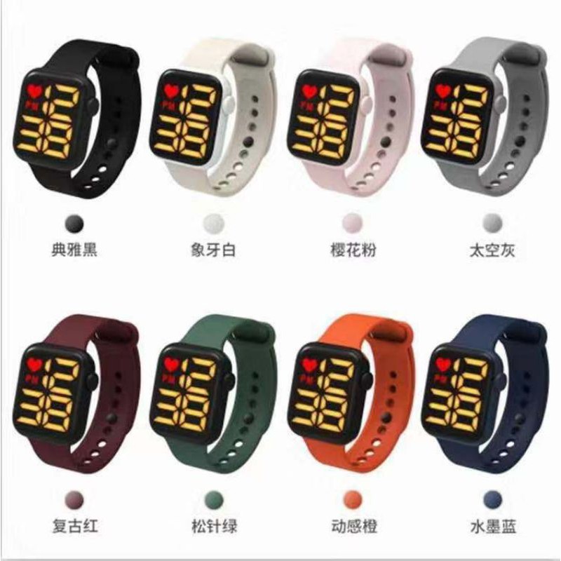 (Grosir)Jam Tangan Wanita/Pria Led Putih Sergi Digital Strap Rubber(Terima Cod)